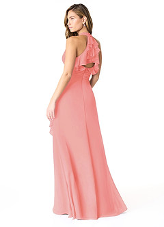 Azazie Aviv Bridesmaid Dresses Coral A-Line Pleated Chiffon Dress image2