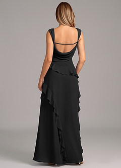 Azazie Sloane Bridesmaid Dresses Black A-Line Sweetheart Neckline Chiffon Dress image2
