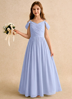 Azazie Chelo Girls Formal Flower Girl Dresses Ice A-Line Pleated Chiffon Dress image3
