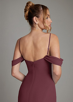 Azazie Karmela Bridesmaid Dresses Cabernet A-Line Off the Shoulder Chiffon Dress image6