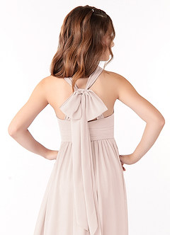 Azazie Jaylah Junior Rose Petal A-Line Ruched Chiffon Dress image4