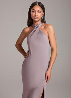 Azazie Lorena Bridesmaid Dresses Dusk Mermaid Pleated Chiffon Dress image2