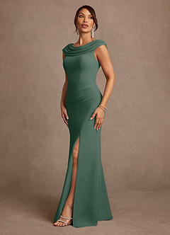 Azazie Irvine Mother of the Bride Dresses Sea Moss A-Line Pleated Chiffon Dress image4
