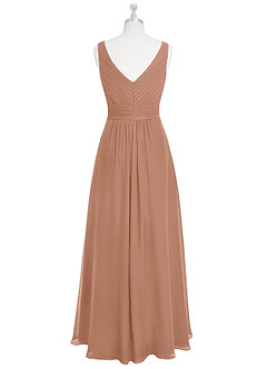 Azazie Pierrette Bridesmaid Dresses Champagne Rose A-Line Pleated Chiffon Dress image8