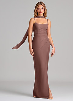 Azazie Calandra Suknie dla druhen Osłona Pofałdowany Szyfon Do ziemi Sukienka image3