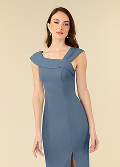 Azazie Ellen Final Sale Twilight Sheath Side Slit Stretch Crepe Dress image5