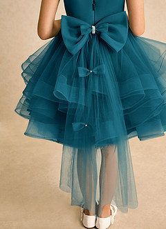 Azazie Tinie Flower Girl Dresses Ink Blue Ball-Gown Bow Tulle Dress image7