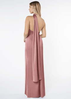 Azazie Kaylani Bridesmaid Dresses Dusty Rose Mermaid High Neck Stretch Satin Dress image2