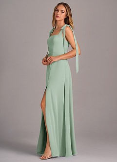 Azazie Debra Bridesmaid Dresses Agave A-Line with Pockets Chiffon Convertible Dress image4