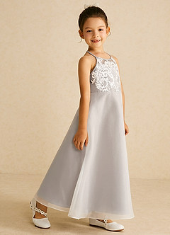Azazie Ladybug Blumenmädchenkleider A-Linie Spitze Organza Kleid Frost image3