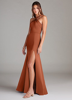 Azazie Rue Bridesmaid Dresses Cedar Rose A-Line Pleated Stretch Satin Dress image5
