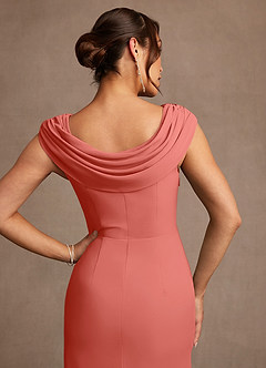 Azazie Irvine Mother of the Bride Dresses Salmon Pink A-Line Pleated Chiffon Dress image6