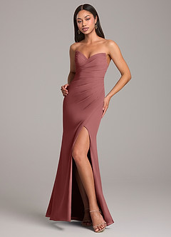 Azazie Yola Bridesmaid Dresses Amethyst Sheath Pleated Chiffon Convertible Dress image4