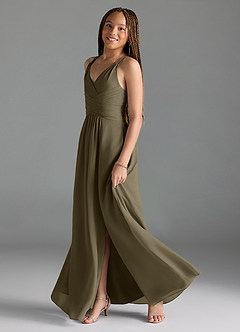 Azazie Farren Junior Blushing Pink A-Line Pleated Chiffon Dress image4