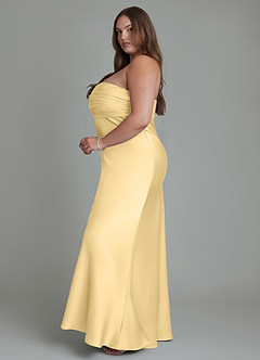 Azazie Saylor Vestidos de damas de honor Vestido Butter de Satén Elástico de Corte Sirena con Palabra de honor image14