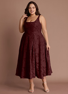 Amalie Wine A-line Midi Dress image1