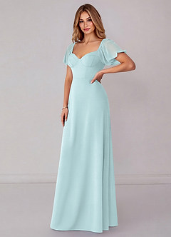 Azazie Fatima Robes de demoiselle d'honneur Robe Trapèze en Mousseline de soie avec poches Brume image4