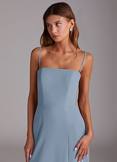 Azazie Wren 신부 들러리 드레스 A라인 스트랩리스 쉬폰 티 길이 드레스 image6