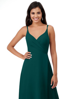 Azazie Lennon Brudtärnklänningar Klä av A-Linje i Chiffong Spets Påfågelblå image6