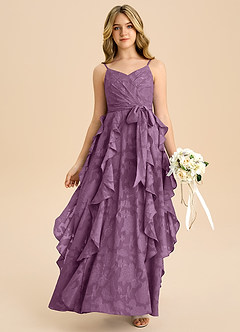 Azazie Peyton Junior Wisteria A-Line Pleated Floral Burnout Dress image1