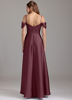 Azazie Marley Bridesmaid Dresses Sangria A-Line Off the Shoulder Stretch Satin Convertible Dress image5