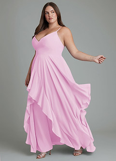 Azazie Zaina Bridesmaid Dresses Candy Pink A-Line Chiffon Dress image10