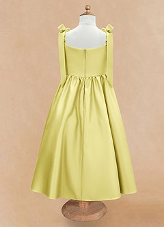 Azazie Chelsie Flower Girl Dresses Lemon Sorbet A-Line Bow Matte Satin Dress image6