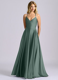 Azazie Truce Bridesmaid Dresses Sea Moss A-Line Stretch Satin Dress image1