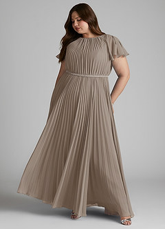 Azazie Kara Modest Bridesmaid Dresses A-Line Pleated Chiffon Floor-Length Dress image12