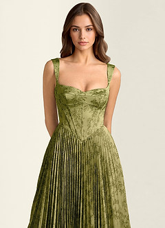 Simone Moss Navy Lace Corset A-line Dress image4