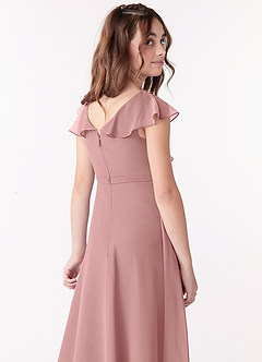 Azazie Posie Junior Dusty Rose A-Line Ruched Chiffon Dress image5