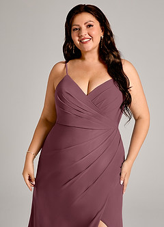 Azazie Maci Bridesmaid Dresses Sangria Sheath Pleated Chiffon Dress image12