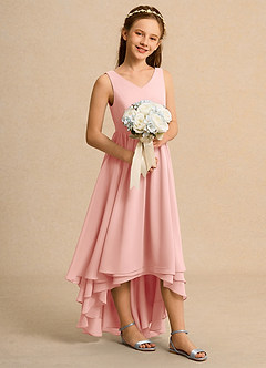 Azazie Kitten Girl Jurken voor bloemenmeisjes A-Lijn Jurk van Chiffon Rozet image3