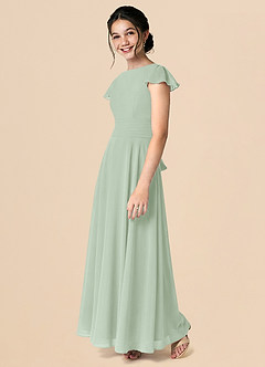 Azazie Payton A-Linie Schleifen Chiffon Kleid Agave image5