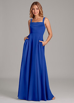 Azazie Shaude Bridesmaid Dresses Royal Blue A-Line Pleated Chiffon Dress image1