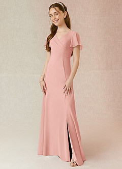 Azazie Induh Junior Abito A-Line in Chiffon Increspato Rosetta image1