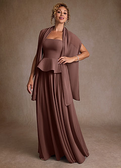 Azazie Josabeth vestidos de madre de la novia Vestido de Expresado de Gasa de Corte en A con Plisado image2