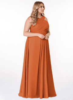 Azazie Kaleigh Bridesmaid Dresses Cinnamon A-Line Pleated Chiffon Dress image10