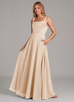 Azazie Shaude Bridesmaid Dresses White Alabaster A-Line Pleated Chiffon Dress image4