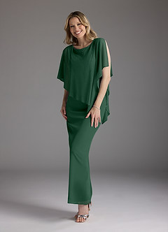Azazie Aspyn Abiti per la Madre della Sposa Abito Tubino in Maglia Perline Verde Scuro image6