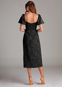 Azazie Evalina Bridesmaid Dresses Black Sheath Floral Burnout Dress image7