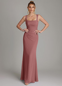Azazie Agustina Bridesmaid Dresses Desert Rose Mermaid Corset Chiffon Dress image3