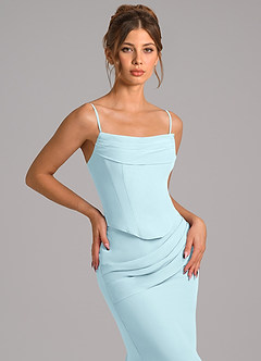 Azazie Sorrel Robes de demoiselle d'honneur Robe Sirène en Mousseline de soie Corset Bleu Nuage image8