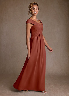 Azazie Myrtle Mother of the Bride Dresses Auburn A-Line Pleated Chiffon Dress image3