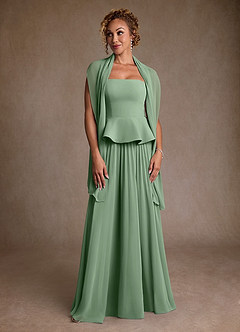 Azazie Josabeth Final Sale Matcha A-Line Pleated Chiffon Dress image4