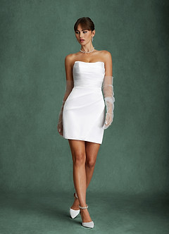 Azazie Erica Wedding Dresses Diamond White Sheath Stretch Satin Dress image7