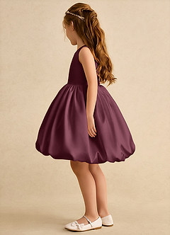 Azazie Nirvana Robe Demoiselle D'honneur Fillette Robe Princesse en Mat Satiné Rayé Cabernet image4