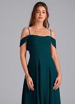 Azazie Almina Bridesmaid Dresses Pine A-Line Off the Shoulder Chiffon Convertible Dress image5