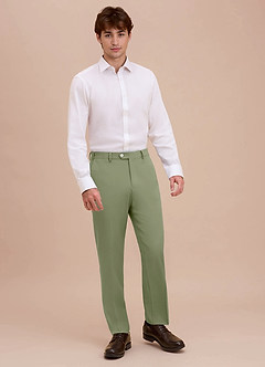 front Ethan Pistasch Raffinerade vävda klänningsbyxor