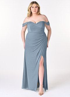 Azazie Tessa Bridesmaid Dresses Dusty Blue Sheath Sweetheart Off-The-Shoulder Mesh Convertible Dress image8